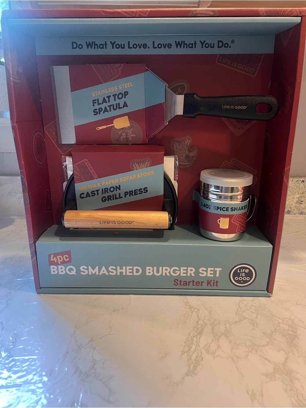 Life Is Good BBQ Smashed Burger Set - Red & Light Blue